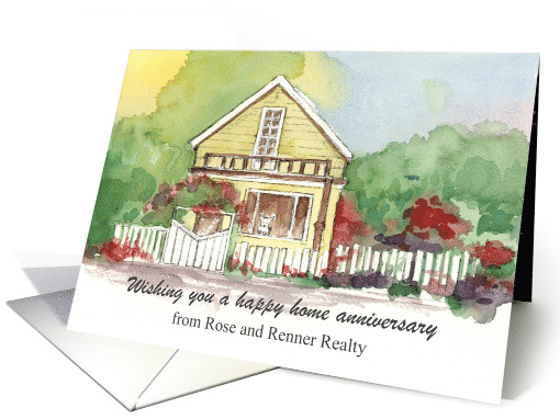 Happy Home Anniversary Real Estate Cottage Custom card (1944104)