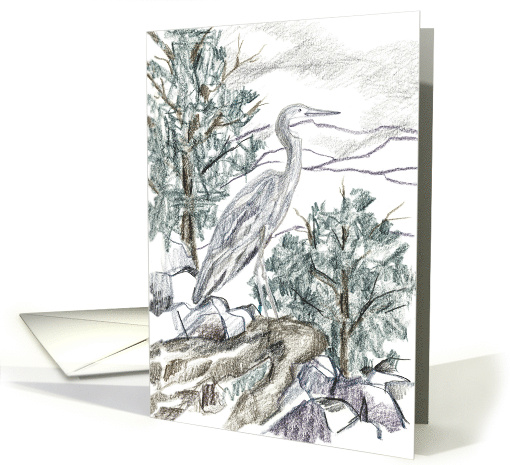 Happy Birthday Heron Rocks Forest Mountains card (1944108)