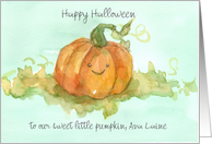 Happy Halloween Little Pumpkin Custom Name card