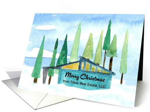 Merry Christmas From Realtor Mid Century Modern House Custom card