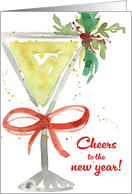 Happy New Year Cheers Martini Cocktail Glass Spatter card