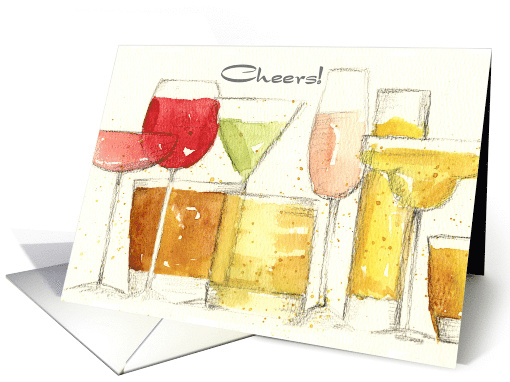 Happy New Year Cheers Cocktail Glasses Spatter card (1945766)