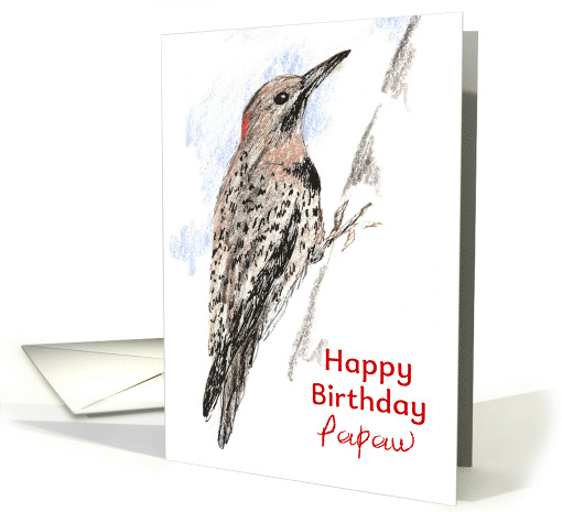 Happy Birthday Papaw Woodpecker Tree Drawing Custom card (1946062)