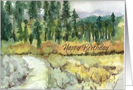 Happy Birthday Hiking Trail Mountain Fall Landscape card