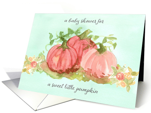 Baby Shower A Sweet Little Pumpkin Pink Roses Green card (1946408)