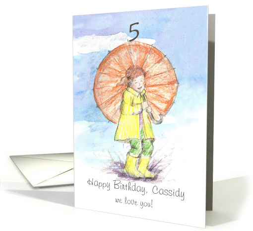 Happy 5th Birthday Girl Umbrella Custom Name Custom Age card (1946636)