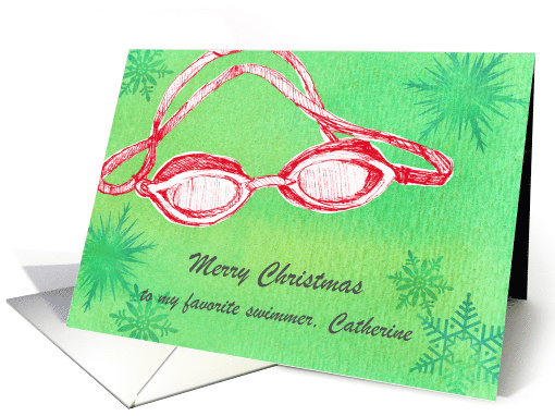 Merry Christmas Favorite Swimmer Goggles Custom Name card (1948246)