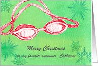 Merry Christmas Favorite Swimmer Goggles Custom Name card