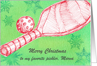 Merry Christmas Favorite Pickleball Player Custom Name card