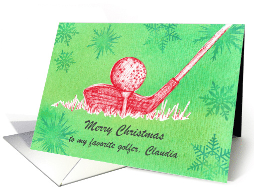 Merry Christmas Favorite Golfer Club Custom Name card (1948726)