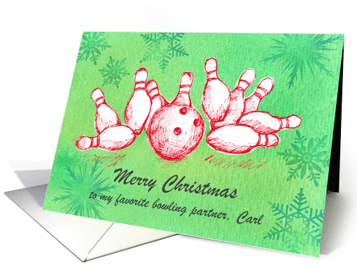 Merry Christmas Bowling Ball Pins Custom Name card (1949076)