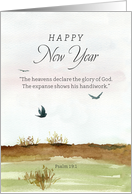 Happy New Year Scripture Psalm 19 Winter Desert Birds card