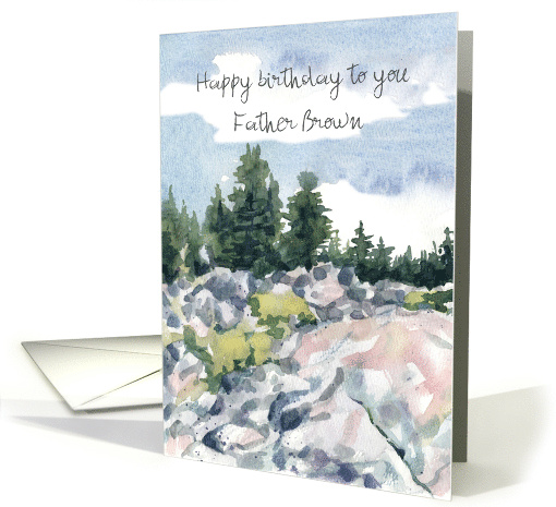 Happy Birthday Priest Mountain Forest Landscape Custom card (1950034)