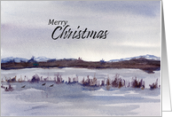 Merry Christmas Winter Lake Mountains Waterfowl card