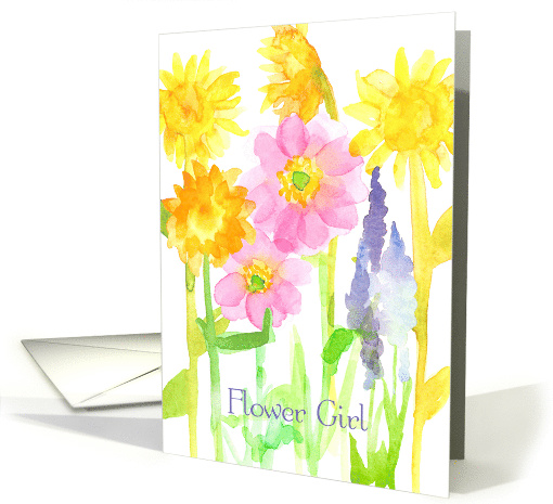 Flower Girl Invitation Sunflowers Anemones card (195039)