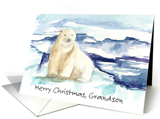 Merry Christmas Grandson Polar Bear Iceberg Custom card (1952822)