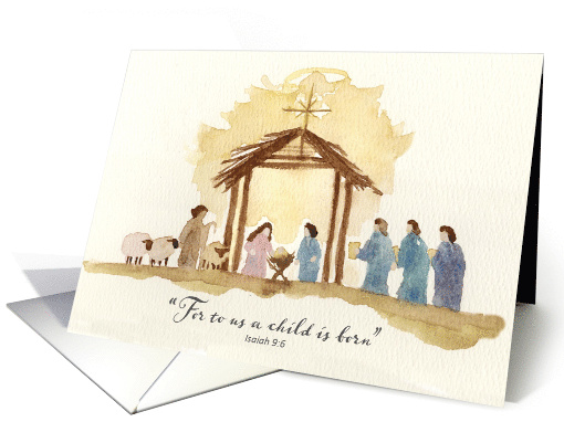 Christmas Nativity Scripture Isaiah Watercolor Bethlehem card
