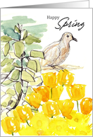 Happy Spring Dove Tree Yellow Wildflowers