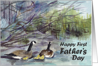First Father&rsquo;s Day Geese Family Baby Birds Lake card