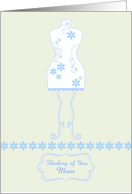 Thinking of You Mom Sewing Dress Form Blue Flowers card