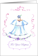 Congratulations Baptism Girl Watercolor Dress card