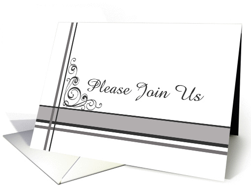 Business Party Invitation Please Join Us Black Gray Stripe card
