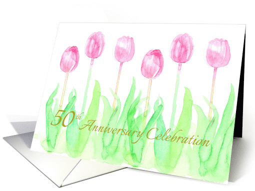 50th Wedding Anniversary Invitation Pink Tulips card (201910)