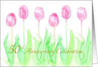 50th Wedding Anniversary Invitation Pink Tulips card