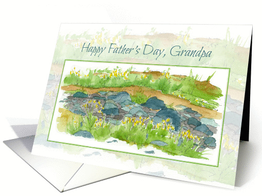 Happy Father's Day Grandpa Dry Creek Bed Watercolor Landscape card