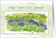 Happy Father’s Day Grandpa Dry Creek Bed Watercolor Landscape card