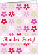 Slumber Party Invitation Bright Pink Red Flower Art card