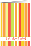 Birthday Party Invitation Bright Orange Red Stripes card