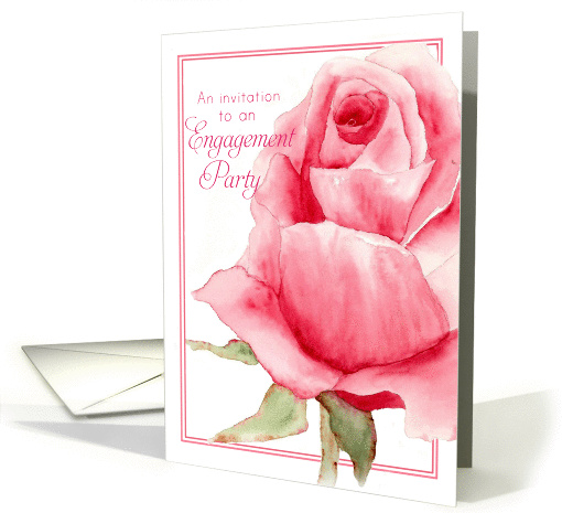 Engagement Party Invitation Pink Rose Watercolor card (208002)
