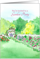 Garden Party Invitation Roses Courtyard Watercolor Landscape card