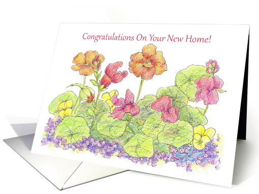 New Home Congratulations Orange Nasturtium Flowers card (208278)