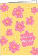 Birthday Party Invitation Big Bold Pink Flowers card