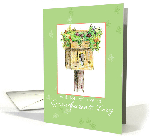 Happy Grandparents Day Birdhouse Garden Bees Drawing Art card (208712)