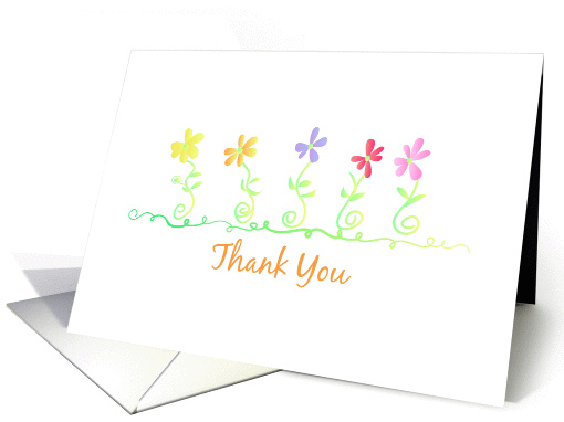 Thank You For Coming To My Party Rainbow Flowers Posie Row card