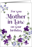 Happy Birthday Mother-in-Law Royal Purple Watercolor Flowers card