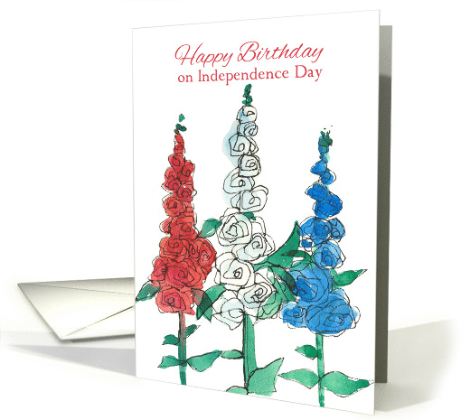 Happy Birthday On Independence Day Patriotic Flowers card (209336)