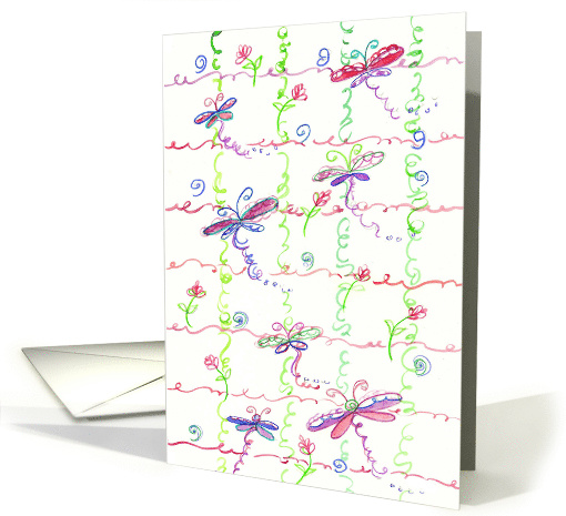 Dragonfly Watercolor Insect Bugs Blank card (211221)