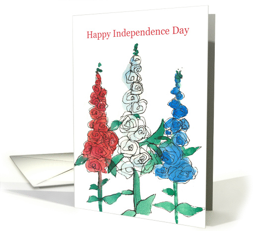 Happy Independence Day Red White Blue Flowers card (211996)