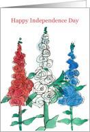 Happy Independence Day Red White Blue Flowers card