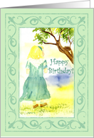 Happy Birthday Nature Girl Tree Bird Nest card