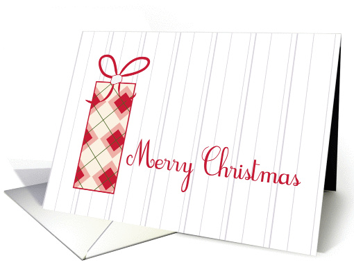 Merry Christmas Argyle Gift Grey White Pinstripe Modern card (217088)