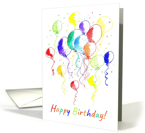 Rainbow Balloons Birthday Business Employee card (219096)