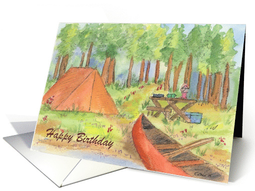 Happy Birthday From All Of Us Camping Scene card (219731)