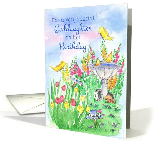 Goddaughter Birthday Rabbit Butterflies Spring Flower Garden card