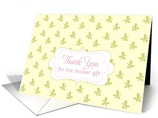 Thank you Bridal Shower Gift Yellow Sage Green Floral Art card