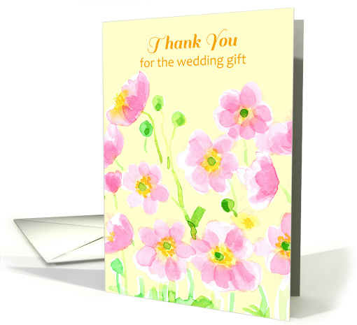 Thank you Wedding Gift Pink Wildflowers Yellow card (219749)